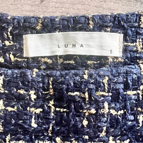 Luna Navy and Gold Tweed Mini Skirt - Picture 6 of 6